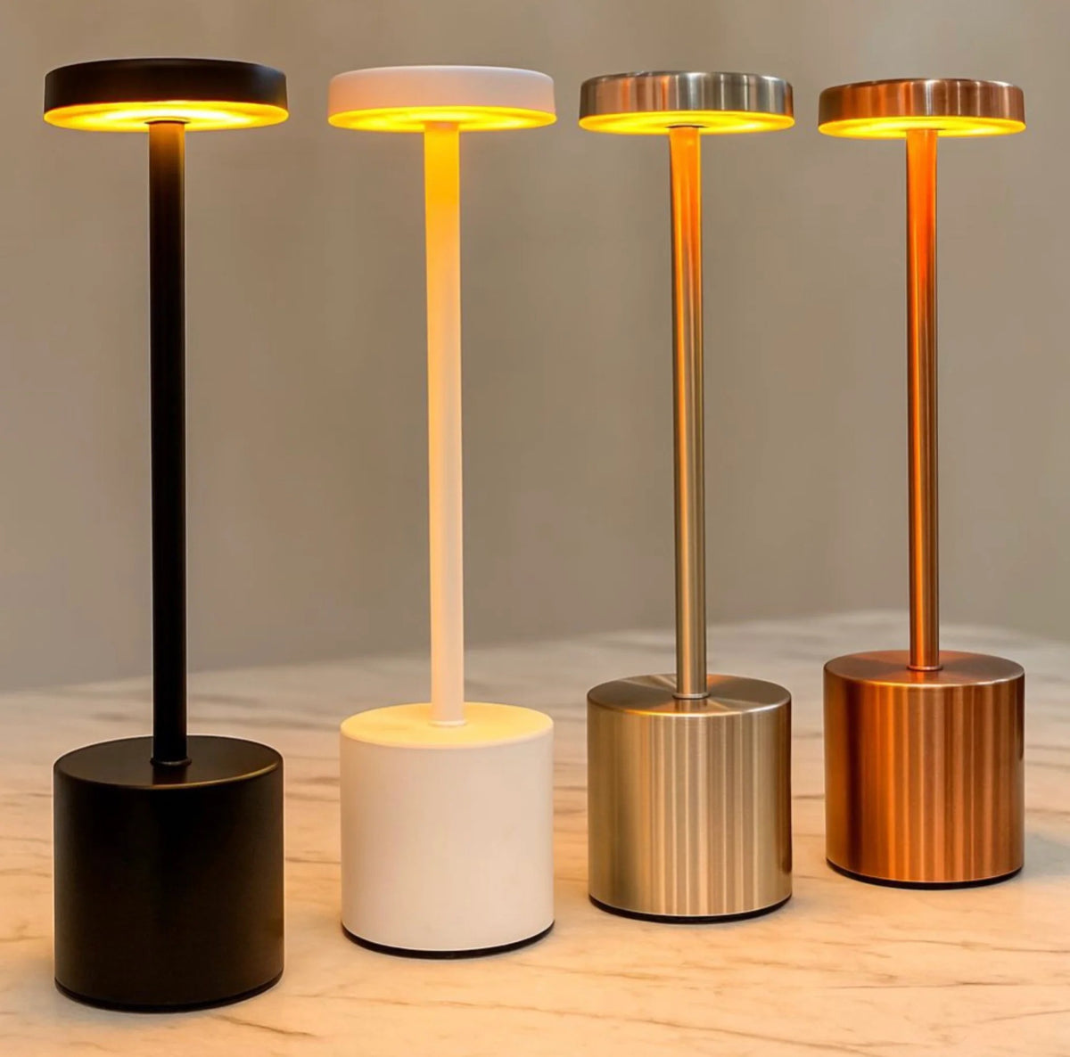 USB Rechargeable LED Touch Night Lamp 3-Color Metal Table Lamp for Home & Office